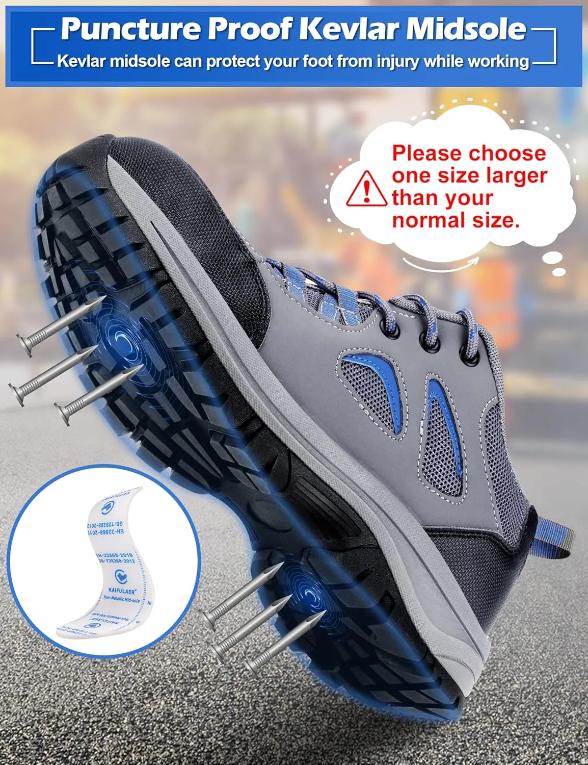 ISOOUS Steel Toe Shoes for Men Women Safety Composite Toe Sneakers Lightweight Comfortable Non Slip Resistant Work Shoes for Men Utility Indestructible Industrial Construction