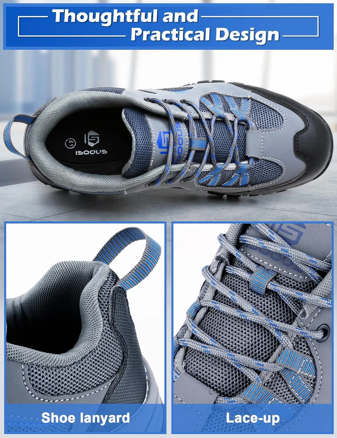 ISOOUS Steel Toe Shoes for Men Women Safety Composite Toe Sneakers Lightweight Comfortable Non Slip Resistant Work Shoes for Men Utility Indestructible Industrial Construction