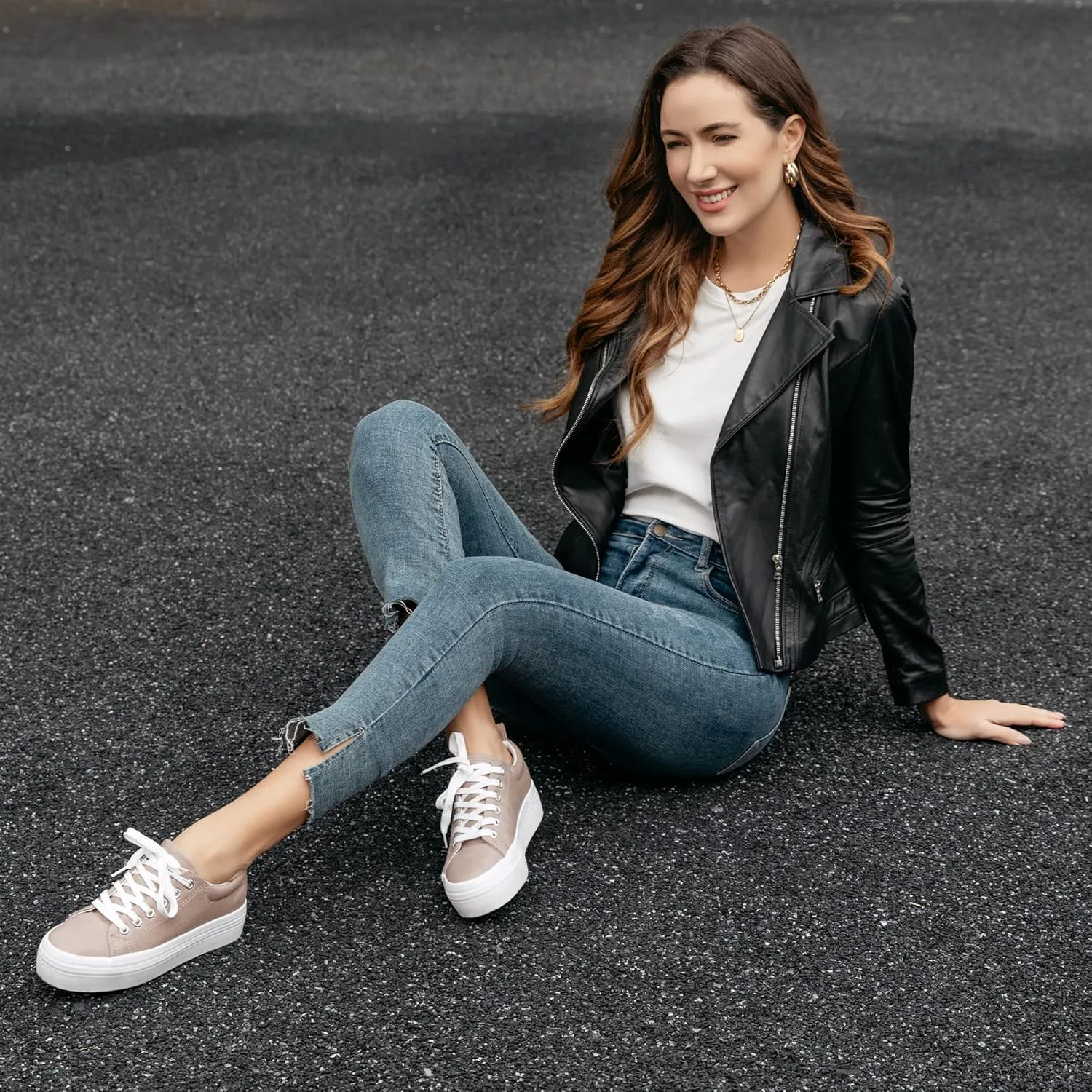 JABASIC Women Lace Up Platform Sneakers Comfortable Casual Fashion Sneaker Walking Shoes