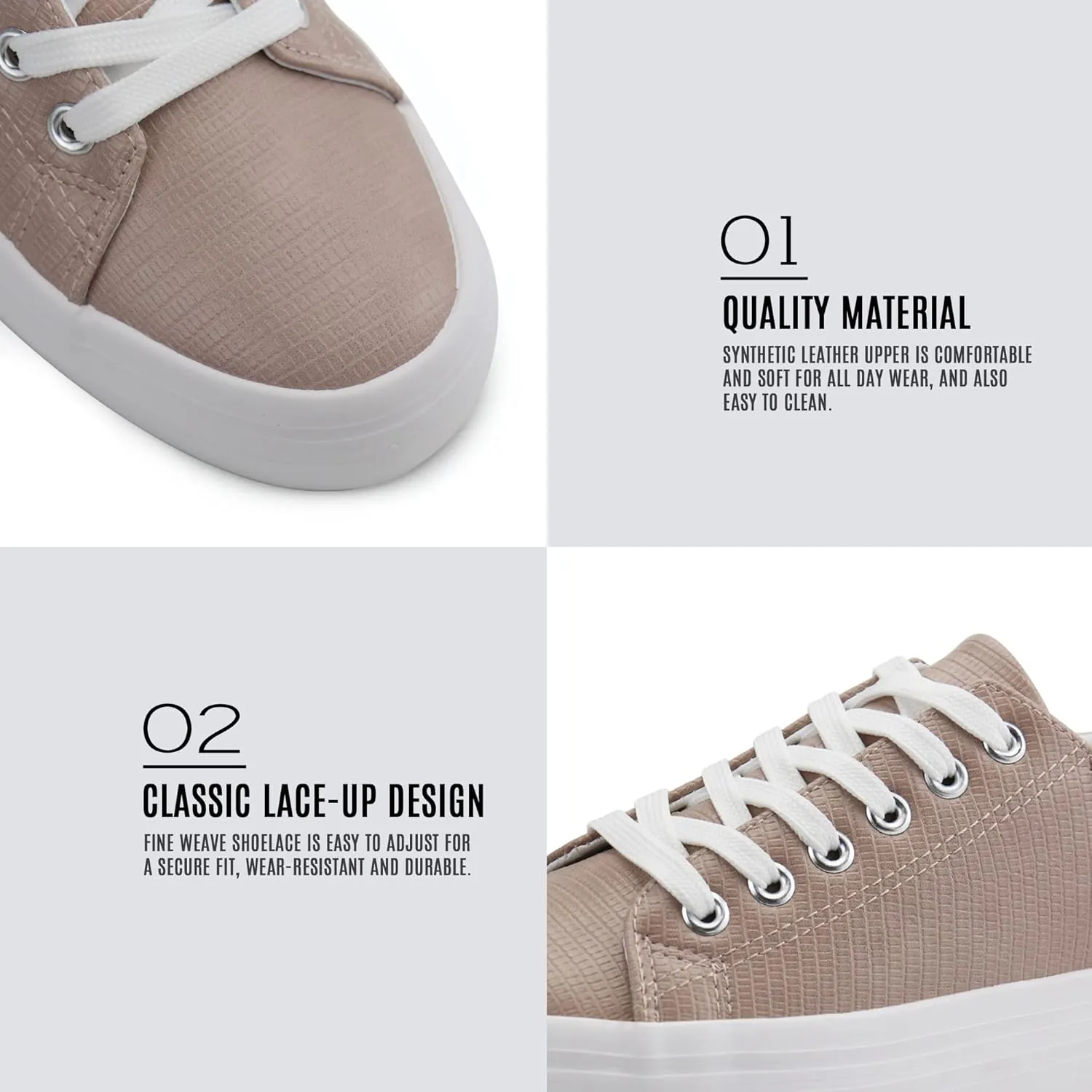 JABASIC Women Lace Up Platform Sneakers Comfortable Casual Fashion Sneaker Walking Shoes