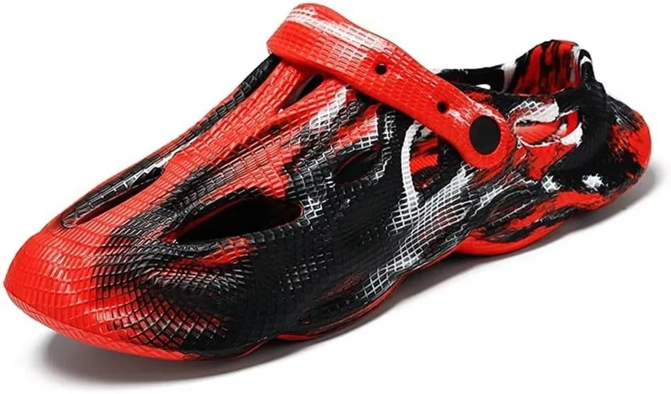 Jakcuz Mens' Sandals Slip-on Athletic Outdoor Hiking Closed Toe Slides Quick Dry Lightweight Beach Shoes with Back Strap