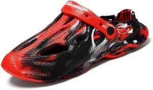 Jakcuz Mens' Sandals Slip-on Athletic Outdoor Hiking Closed Toe Slides Quick Dry Lightweight Beach Shoes with Back Strap