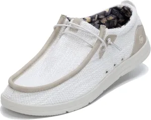 JARLIF Men's Casual Slip-on Loafers Boat Shoes Comfortable Arch Support Width Walking Canvas Shoes US Size 7-13