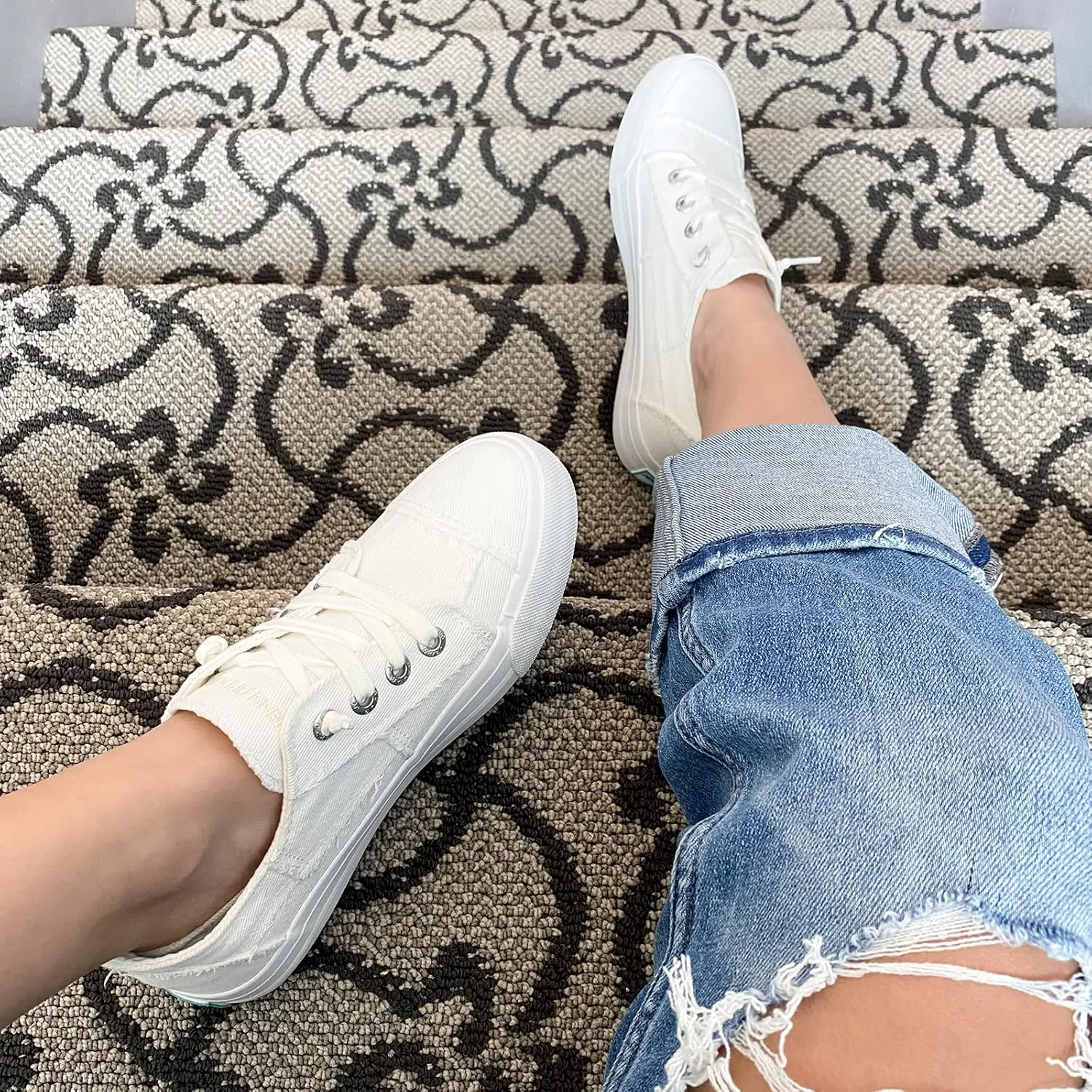 JENN ARDOR Slip On Canvas Shoes for Women Low Top Fashion Sneakers Comfortable Walking Flats