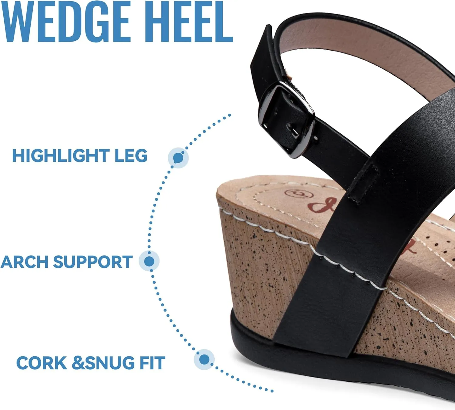 Jeossy Women's Platform Wedge Sandals 835 Comfortable Open Toe Ankle Strap Summer Walking Sandals with Buckle