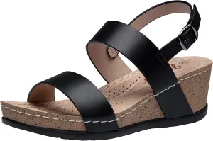 Jeossy Women's Platform Wedge Sandals 835 Comfortable Open Toe Ankle Strap Summer Walking Sandals with Buckle