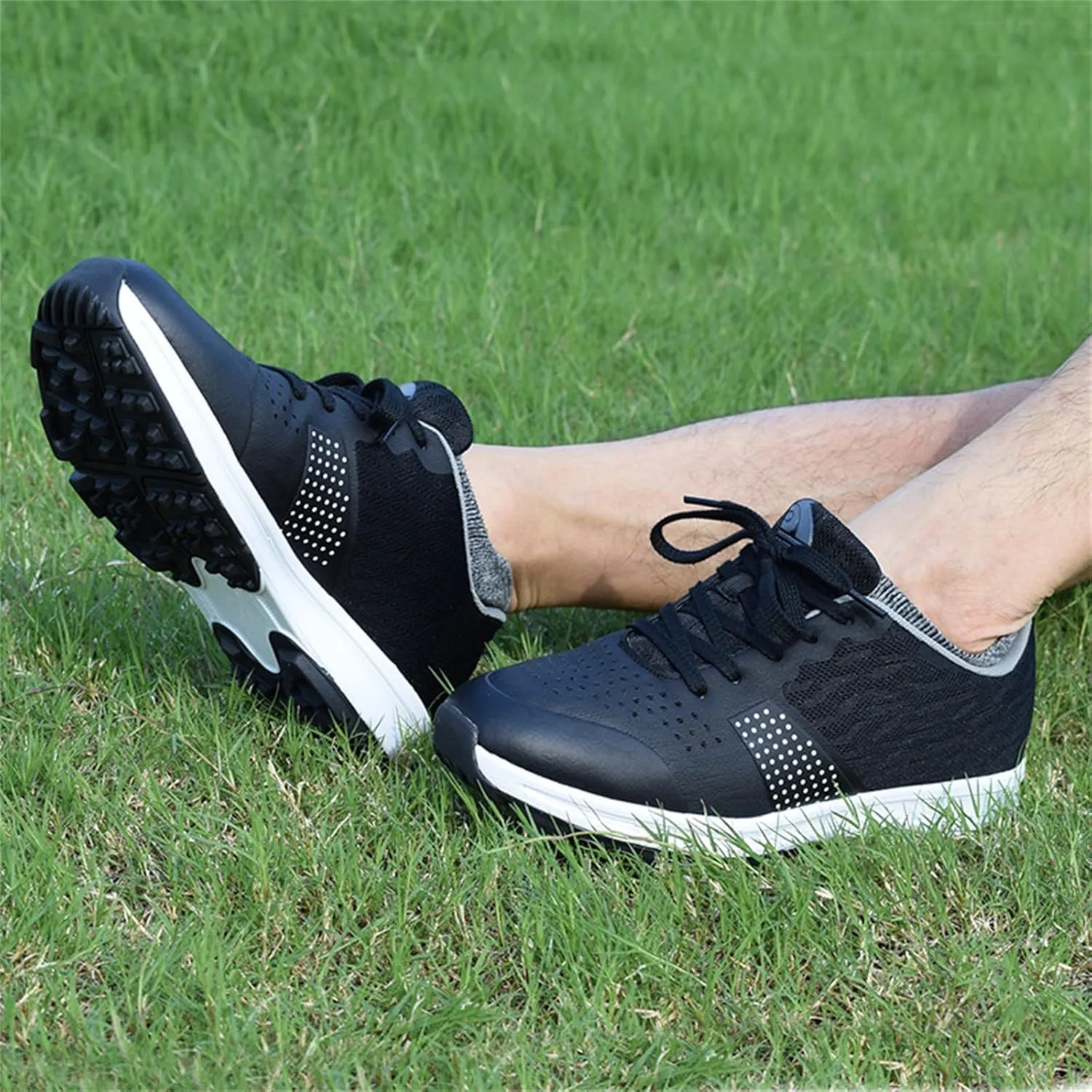 JiuQing Men's Golf Shoes Waterproof Spikeless Professional Golf Trainers Breathable Anti Slip Walking Footwears