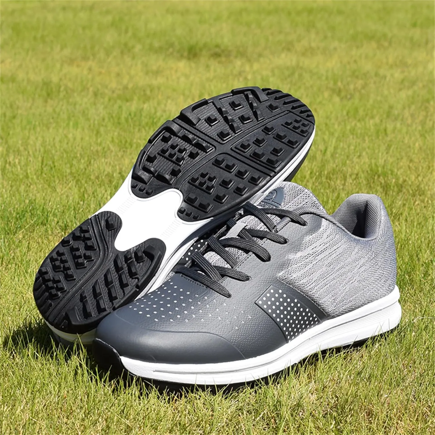 JiuQing Men's Golf Shoes Waterproof Spikeless Professional Golf Trainers Breathable Anti Slip Walking Footwears