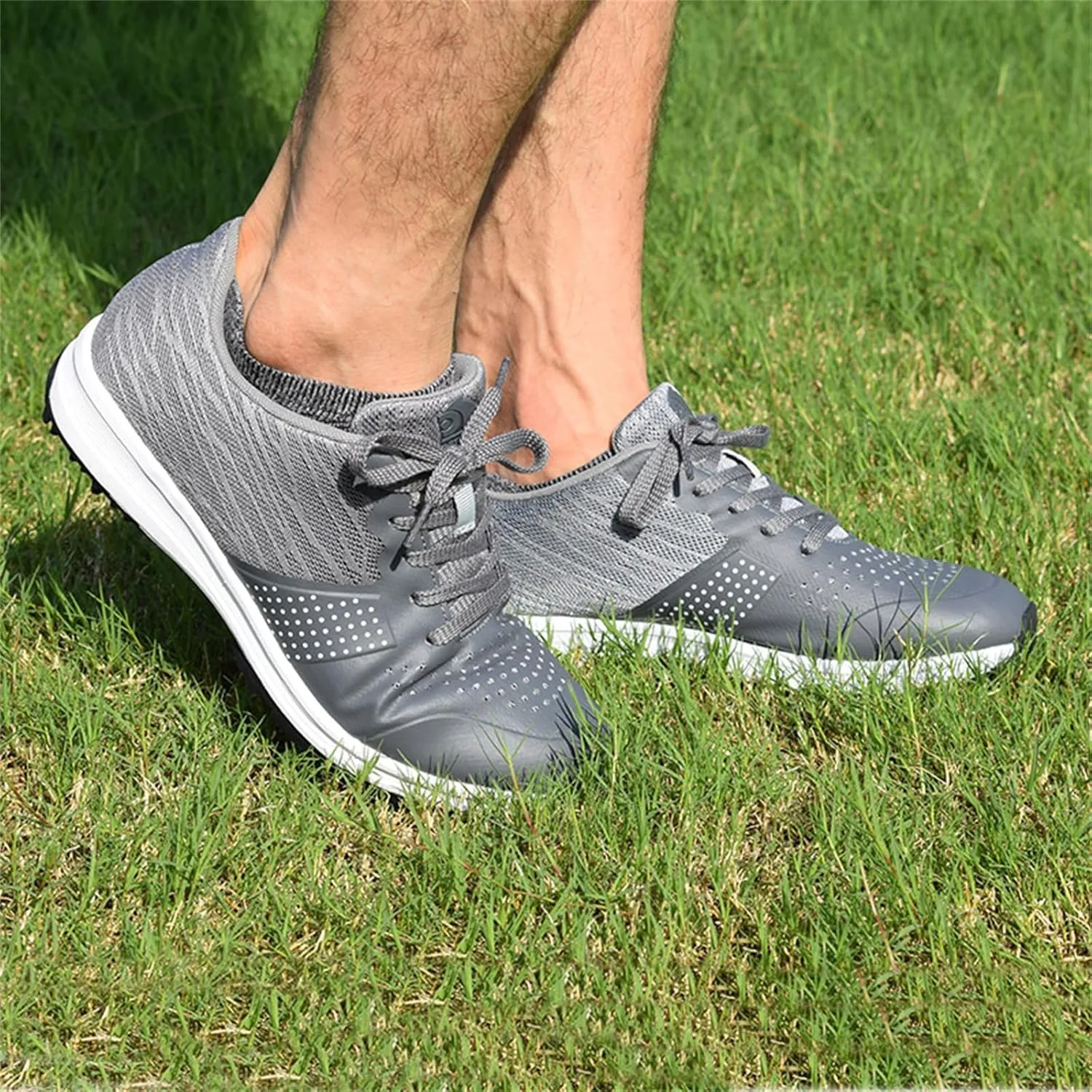 JiuQing Men's Golf Shoes Waterproof Spikeless Professional Golf Trainers Breathable Anti Slip Walking Footwears
