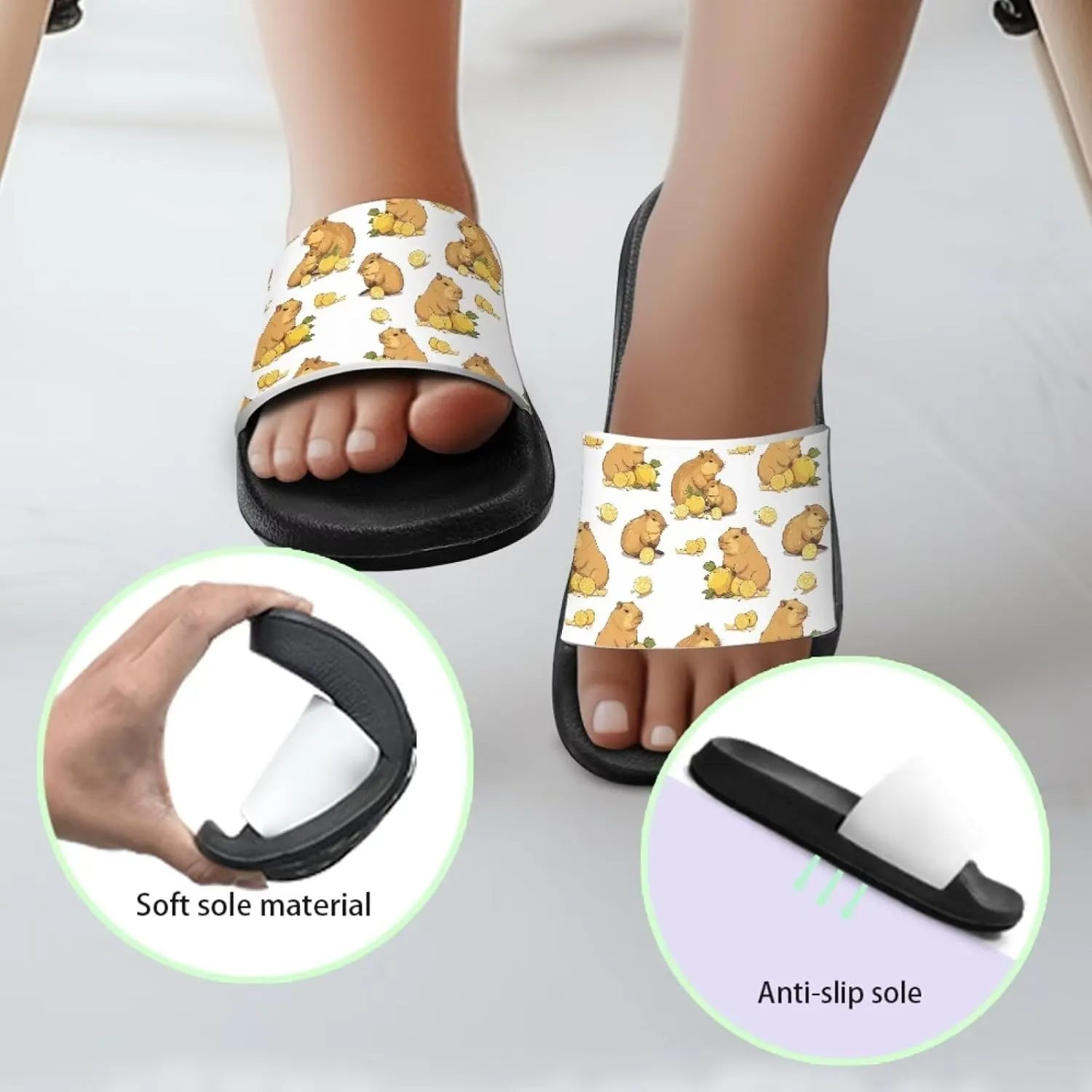 JoyLamoria Animal Print Sandals House Slides Children's Cozy Pillow Slippers Soft Cushioned Lightweight Summer Fashionable