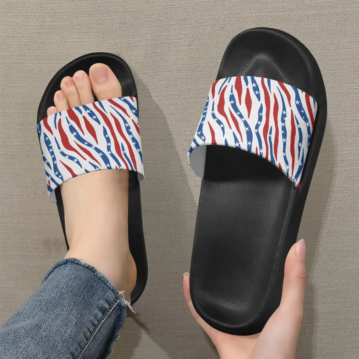 JoyLamoria Animal Print Sandals House Slides Women Cozy Pillow Slippers Soft Non-Slip Beach Pool Bathroom Lightweight Summer Fashionable