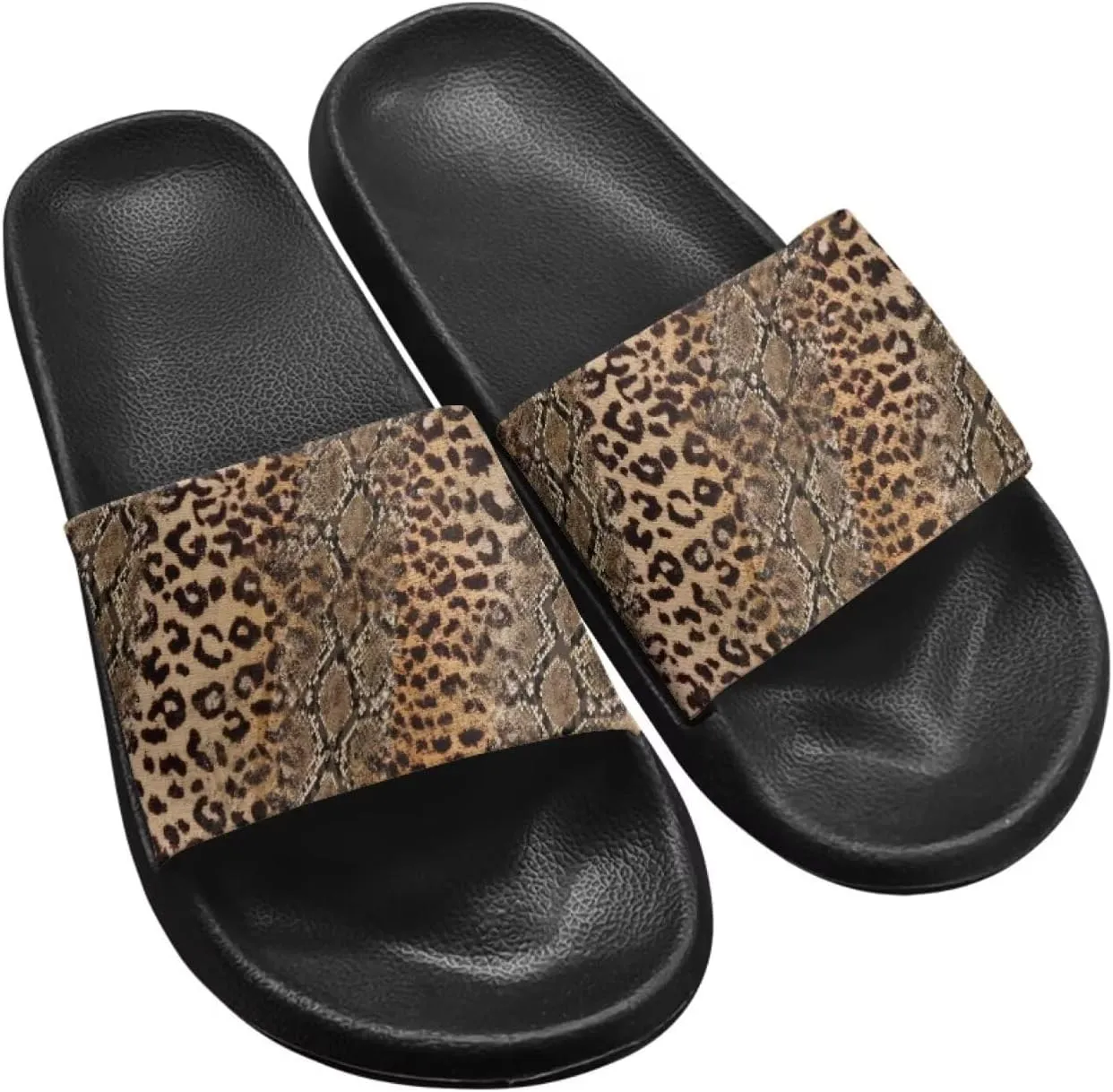 JoyLamoria Animal Print Sandals House Slides Women Cozy Pillow Slippers Soft Non-Slip Beach Pool Bathroom Lightweight Summer Fashionable