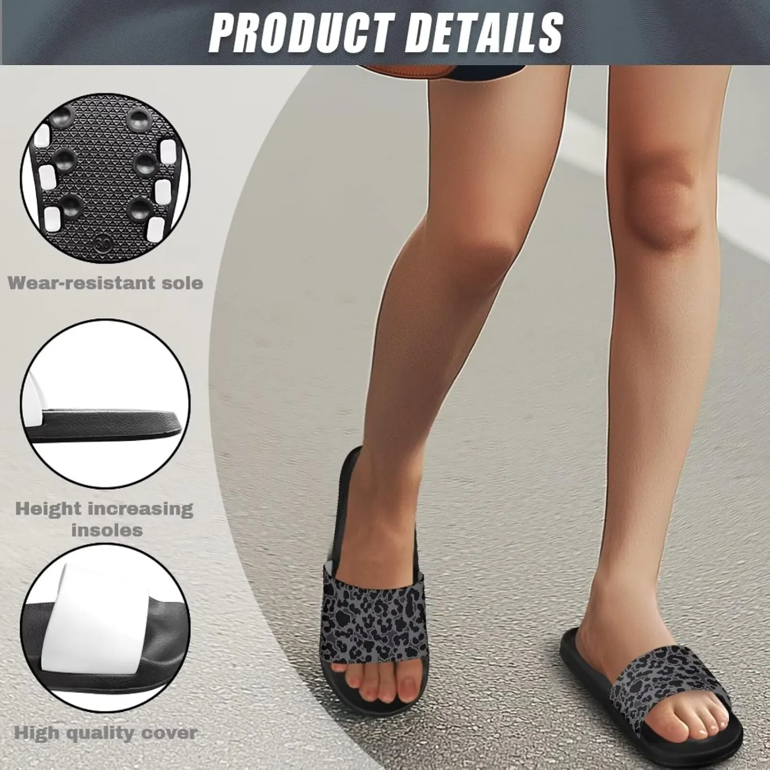 JoyLamoria Animal Print Sandals House Slides Women Cozy Pillow Slippers Soft Non-Slip Beach Pool Bathroom Lightweight Summer Fashionable