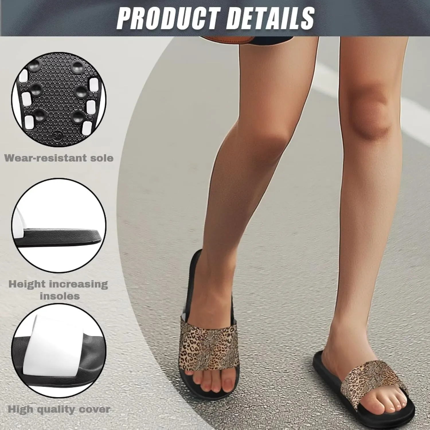 JoyLamoria Animal Print Sandals House Slides Women Cozy Pillow Slippers Soft Non-Slip Beach Pool Bathroom Lightweight Summer Fashionable