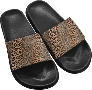 JoyLamoria Animal Print Sandals House Slides Women Cozy Pillow Slippers Soft Non-Slip Beach Pool Bathroom Lightweight Summer Fashionable