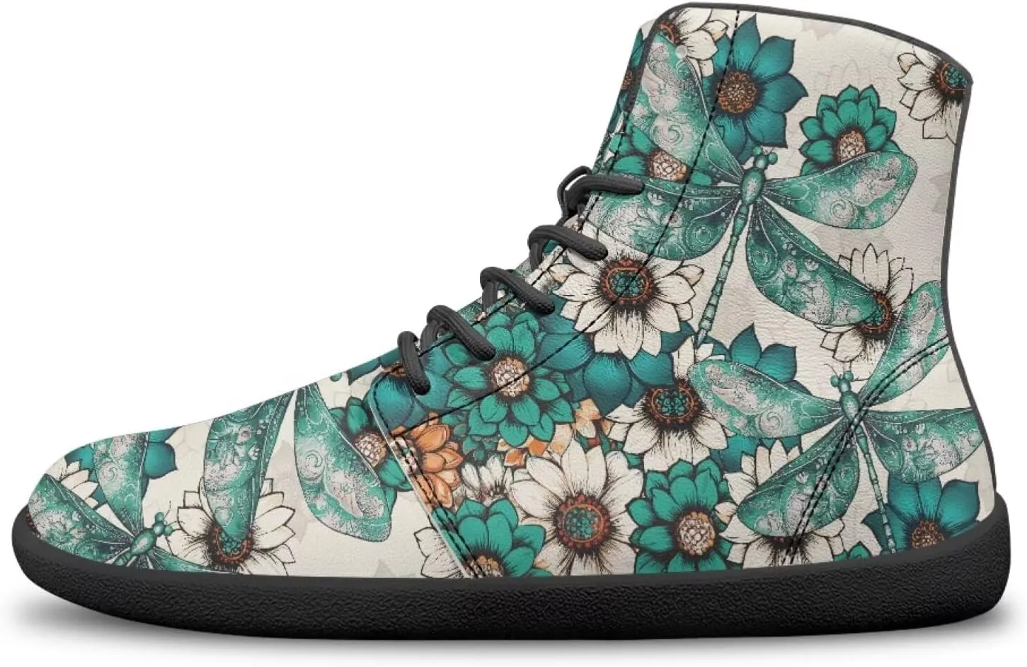 JoyLamoria Men Women High Top Barefoot Shoes Rainbow Pattern Pattern LGBT Fashion Sneakers Lace Up PU Leather Platform