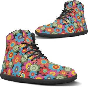 JoyLamoria Men Women High Top Barefoot Shoes Rainbow Pattern Pattern LGBT Fashion Sneakers Lace Up PU Leather Platform