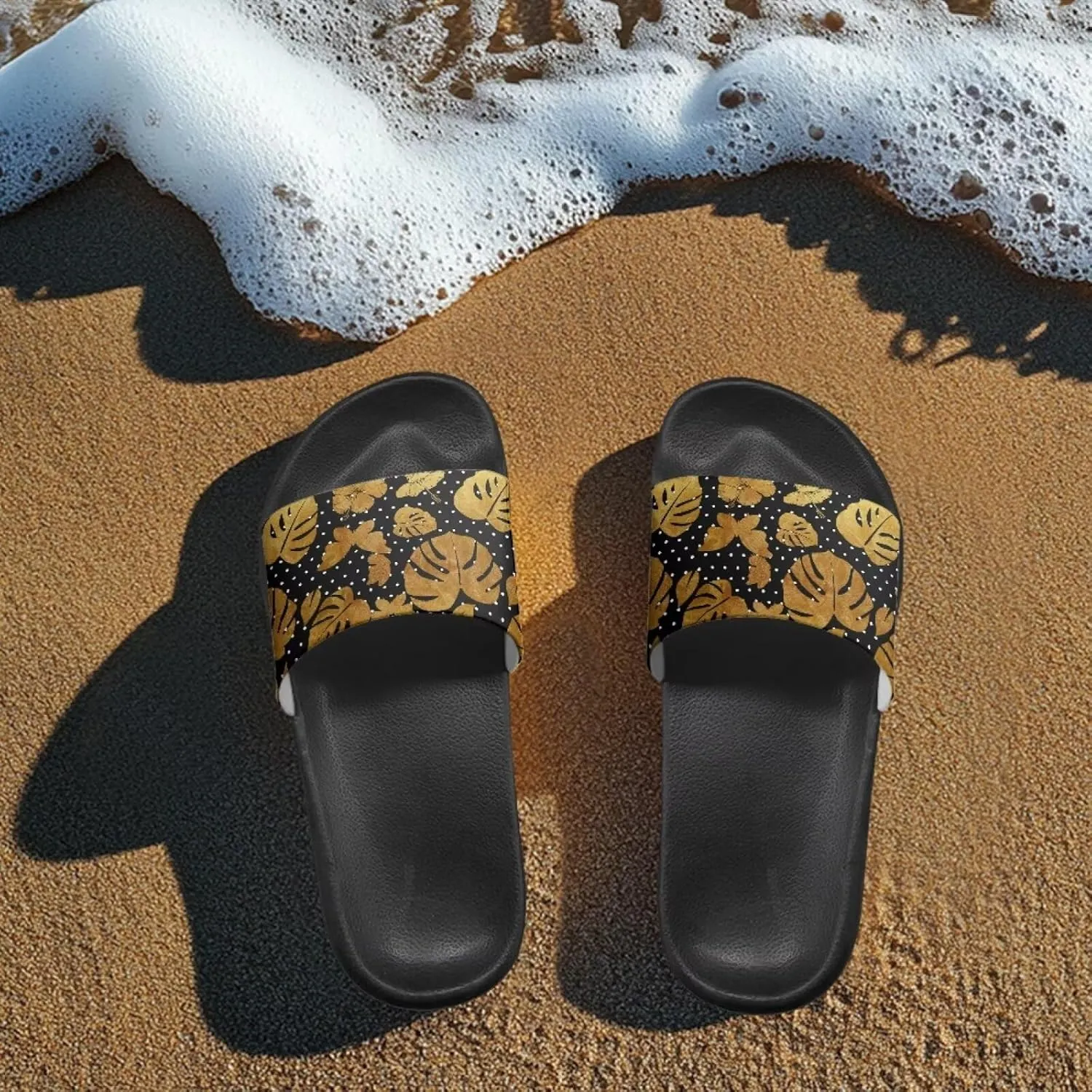 JoyLamoria Women Plants Print Slides House Sandals Thick Sole Pillow Slippers Non-Slip Shower Beach Pool Indoor Outdoor Summer