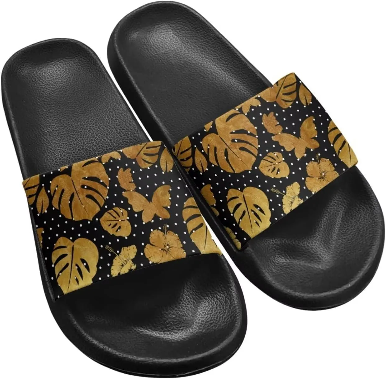 JoyLamoria Women Plants Print Slides House Sandals Thick Sole Pillow Slippers Non-Slip Shower Beach Pool Indoor Outdoor Summer