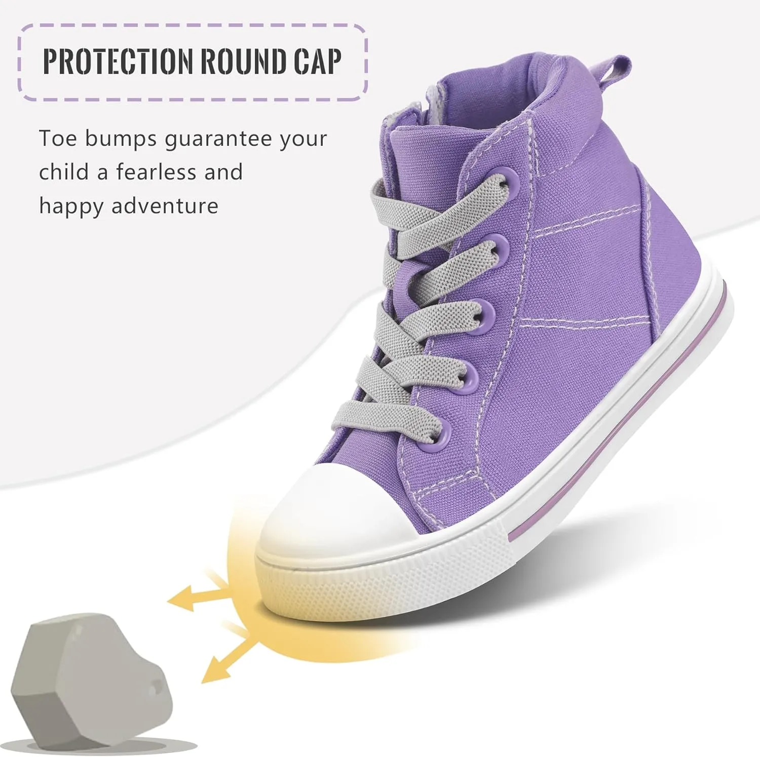 K KomForme Kids Sneakers for Boys and Girls Toddler Canvas High Top Walking Causal Shoes with Zipper