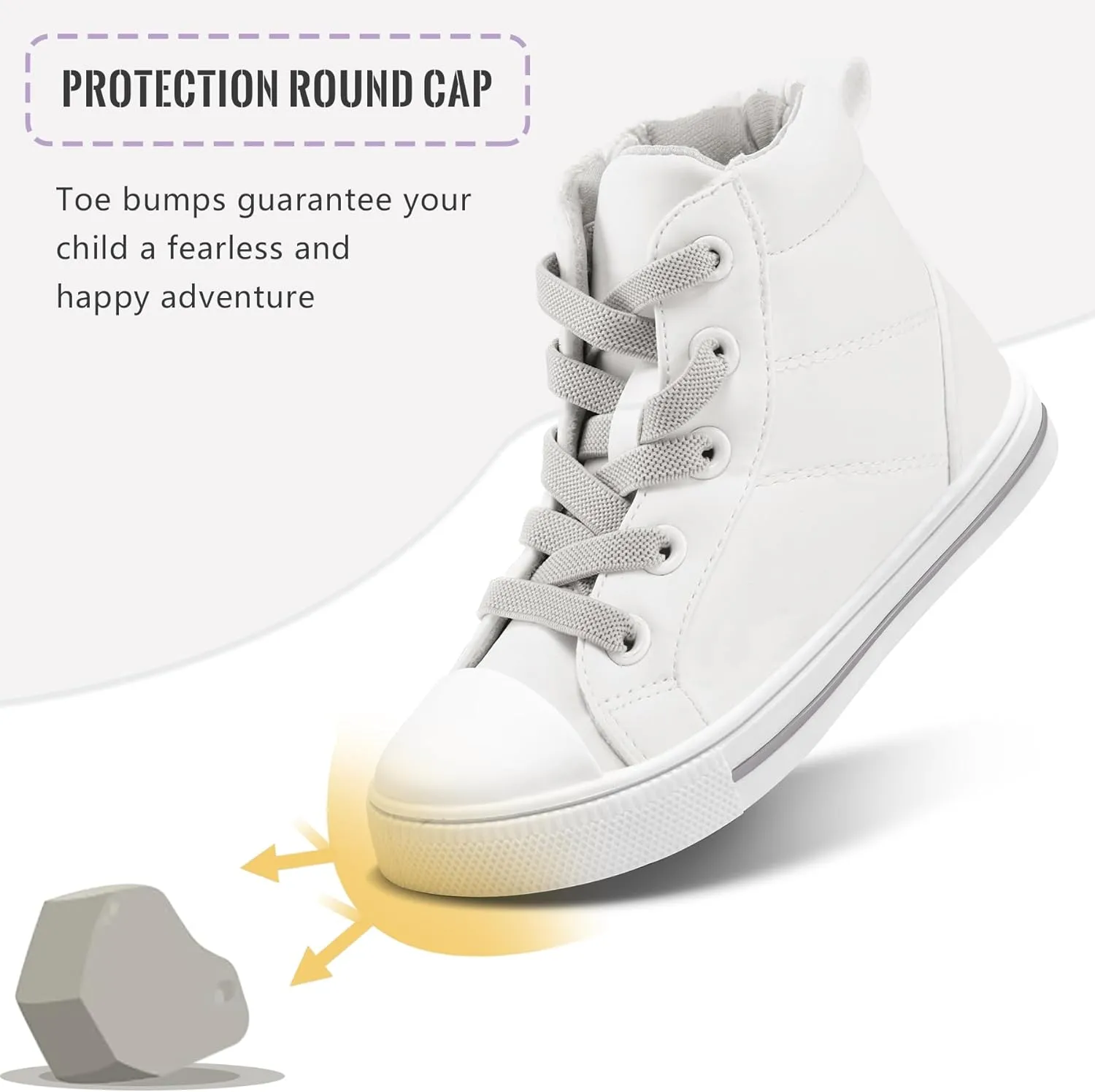 K KomForme Kids Sneakers for Boys and Girls Toddler Canvas High Top Walking Causal Shoes with Zipper