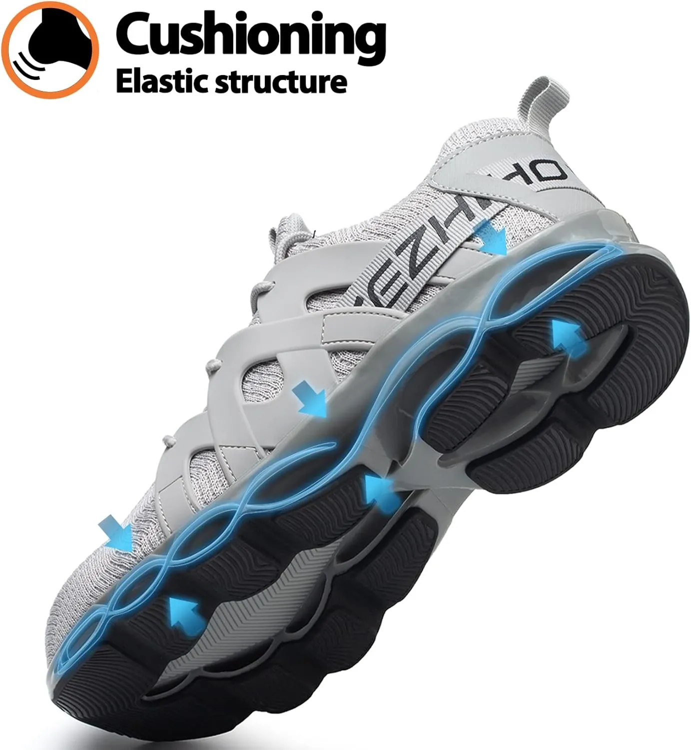 Kezhiho Men's Women's Steel Toe Work Sneakers, Yellow, Lightweight Breathable, Slip Resistant, Indestructible Construction, Safety Shoes