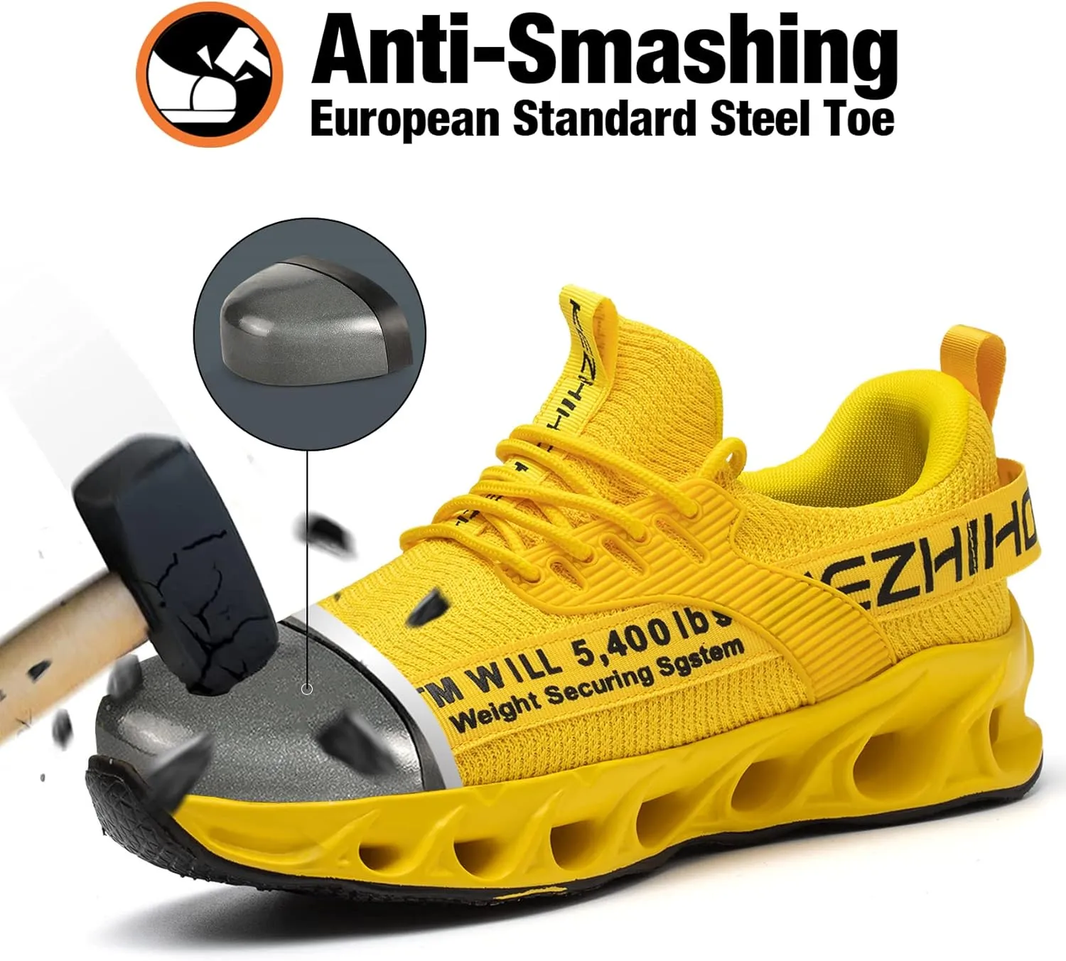 Kezhiho Steel Toe Shoes for Men Lightweight Comfortable Breathable Work Shoes Puncture Proof Slip Resistant Fashion Sneakers Indestructible Construction Industrial Safety Shoes