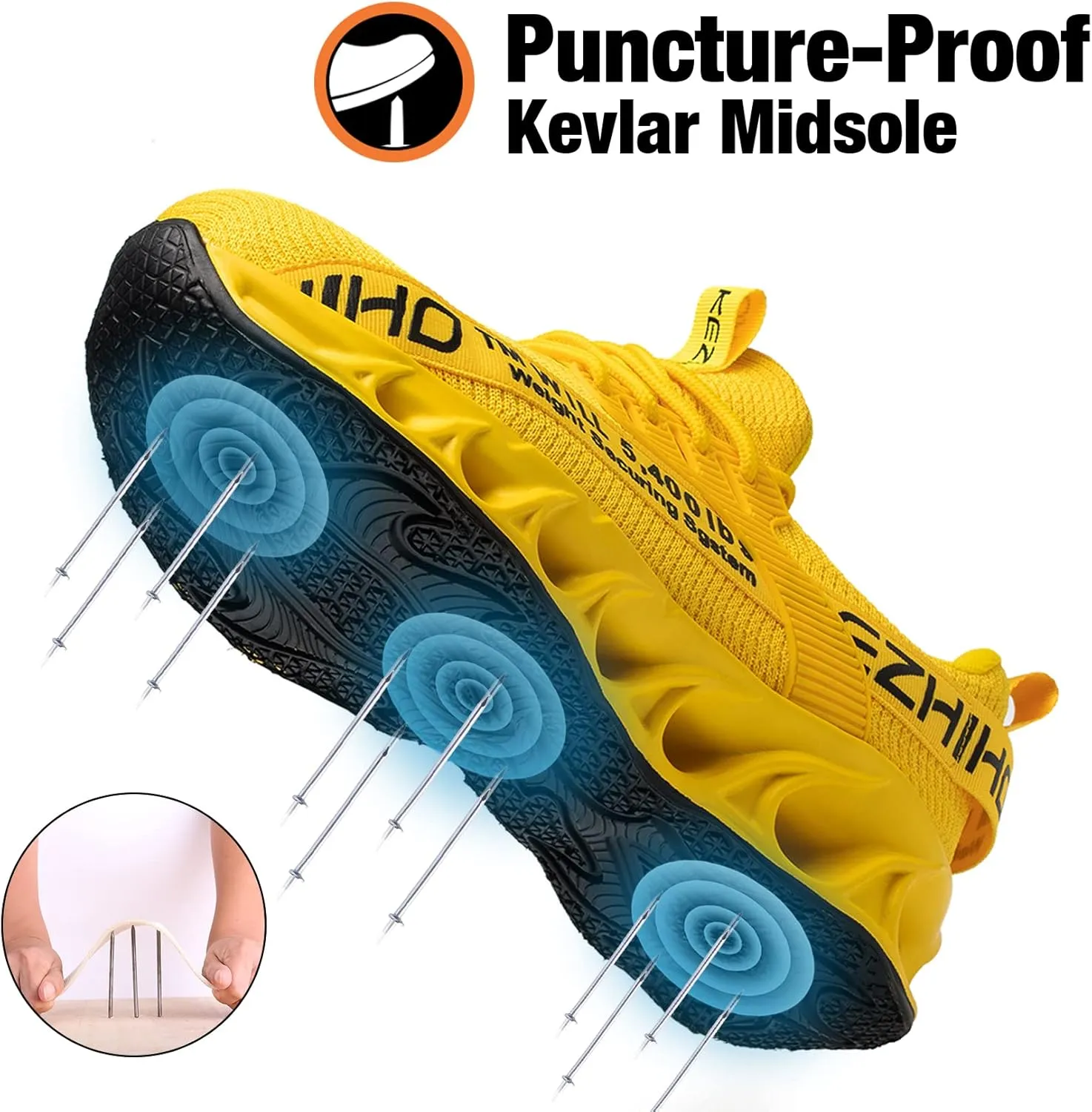 Kezhiho Steel Toe Shoes for Men Lightweight Comfortable Breathable Work Shoes Puncture Proof Slip Resistant Fashion Sneakers Indestructible Construction Industrial Safety Shoes