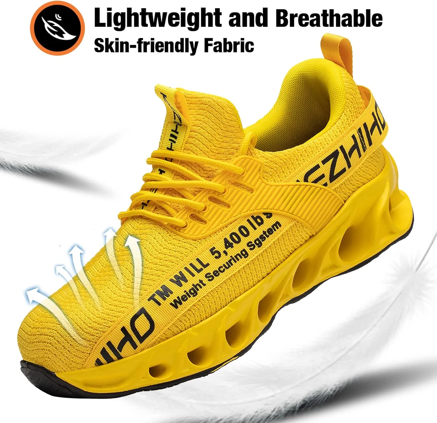 Kezhiho Steel Toe Shoes for Men Lightweight Comfortable Breathable Work Shoes Puncture Proof Slip Resistant Fashion Sneakers Indestructible Construction Industrial Safety Shoes