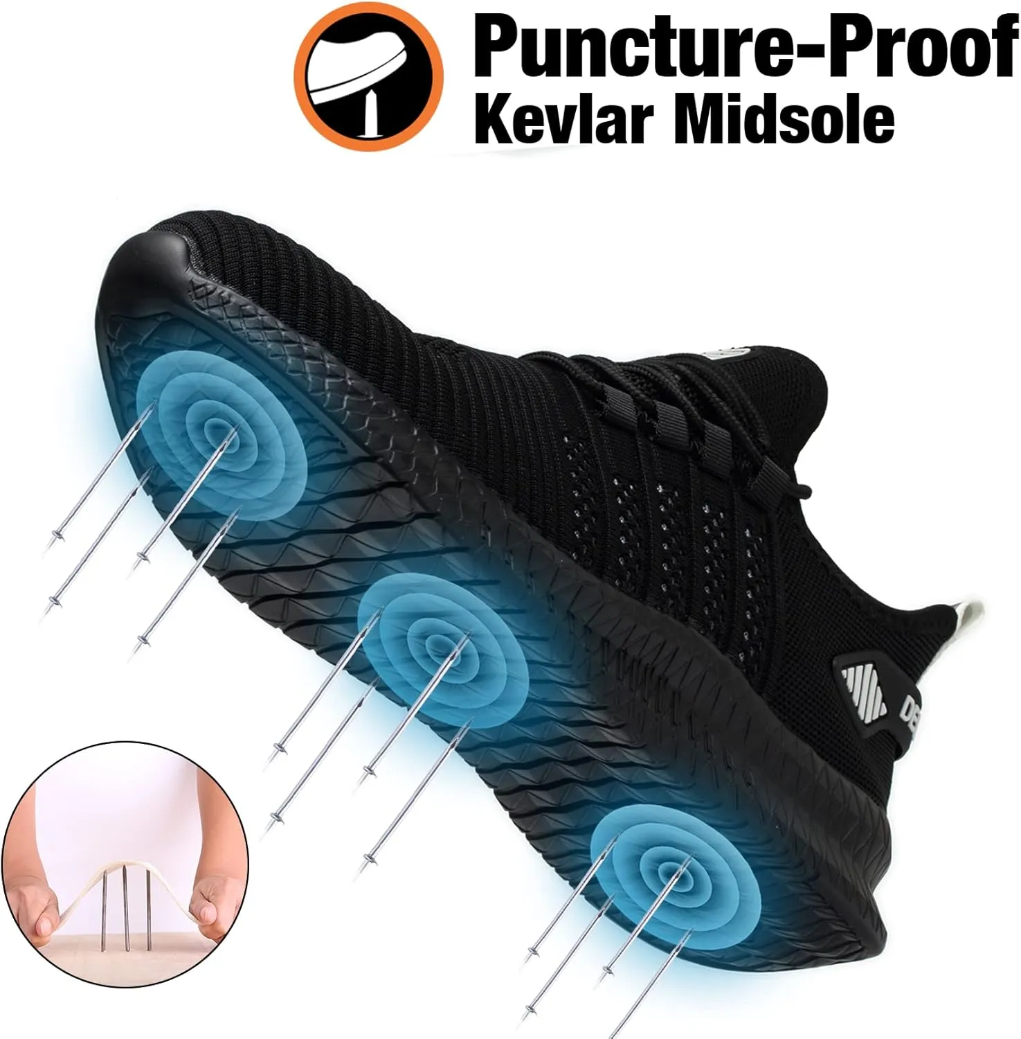 Kezhiho Steel Toe Work Shoes for Men Lightweight Comfortable Slip Resistant Puncture Proof Safety Shoes Breathable Indestructible Construction Industrial Sneakers