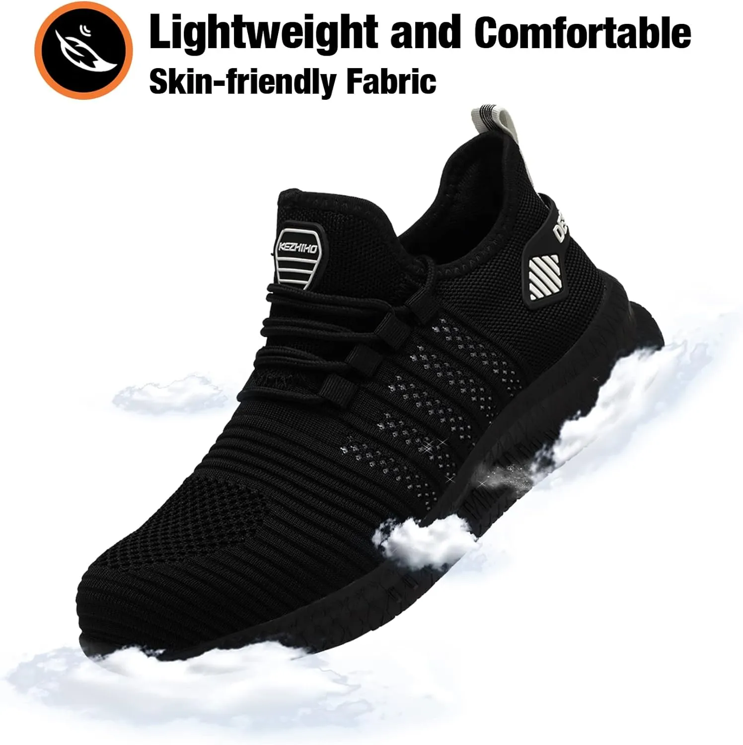 Kezhiho Steel Toe Work Shoes for Men Lightweight Comfortable Slip Resistant Puncture Proof Safety Shoes Breathable Indestructible Construction Industrial Sneakers