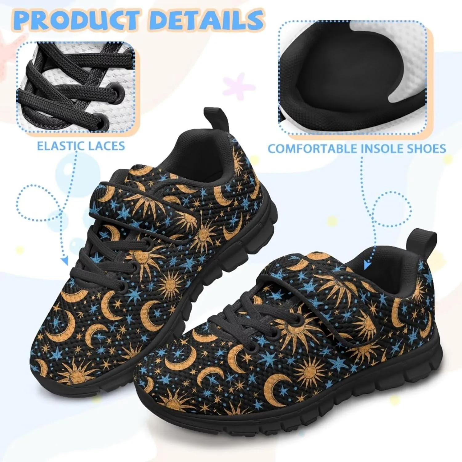 Kids Mesh Sneakers Single Buckle Arch Support Elastic Strap Sports Shoes for Boys Girls