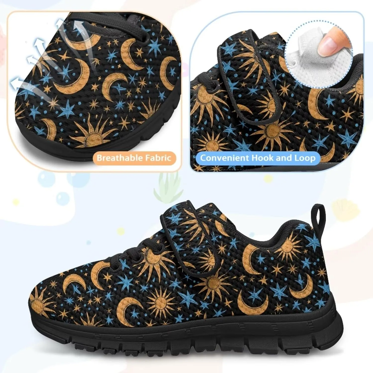 Kids Mesh Sneakers Single Buckle Arch Support Elastic Strap Sports Shoes for Boys Girls
