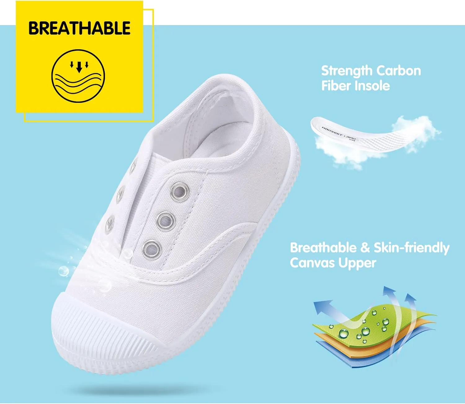 Kids Shoes Toddlers Canvas Sneakers Slip-on Comfortable Light Weight Causal Running Tennis Shoes for Boys Girls(Toddle/Little Kids/Big Kids)