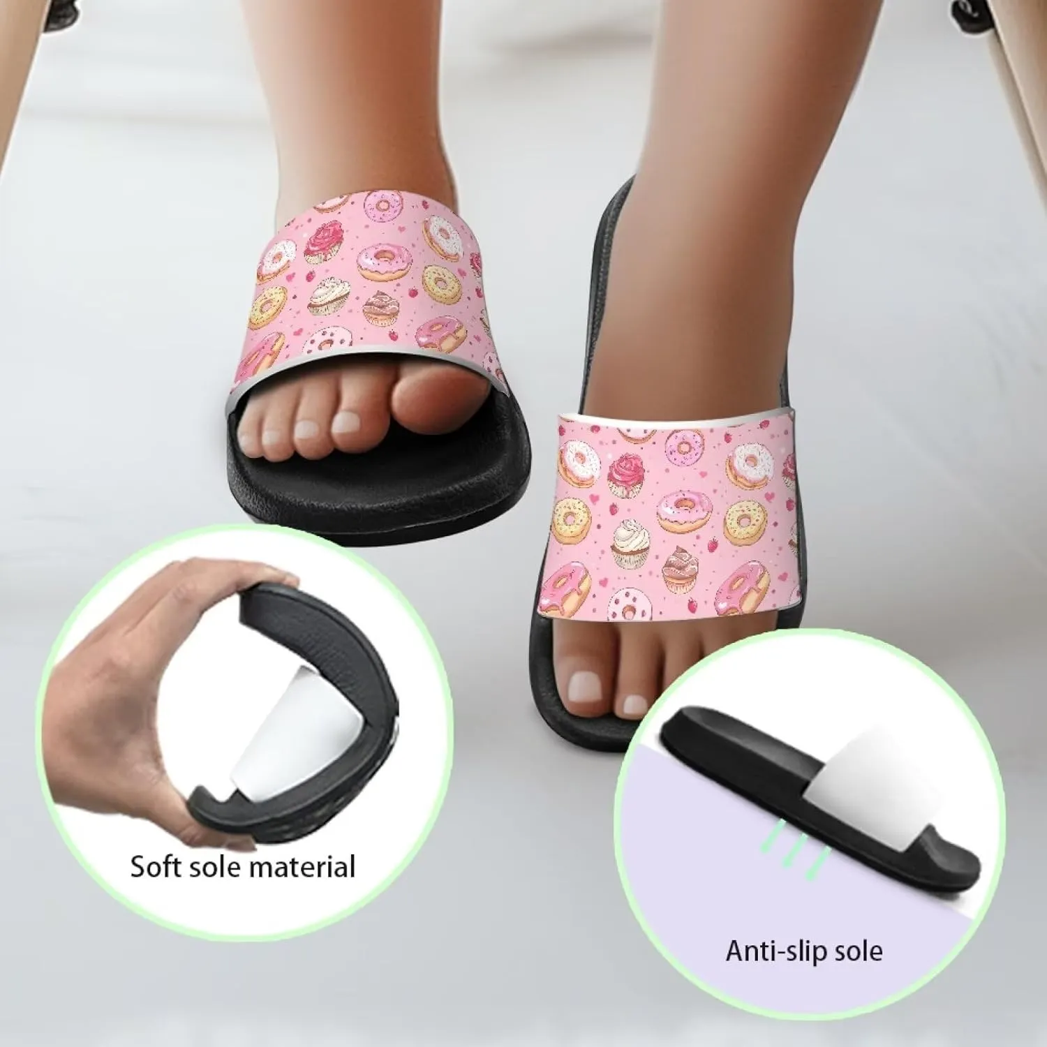 Kids Shower Slides丨Animal Graphic Sandals for Girls丨Quick Drying Bathroom Shower Sandals丨Summer Beach Pool Slippers| Thick Sole Non-Slip