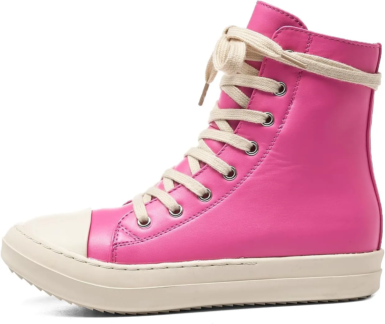 Kluolandi Women's High Top Sneakers Lace Up Canvas Shoes with Zipper Comfort Platform Walking Shoes in Black and White