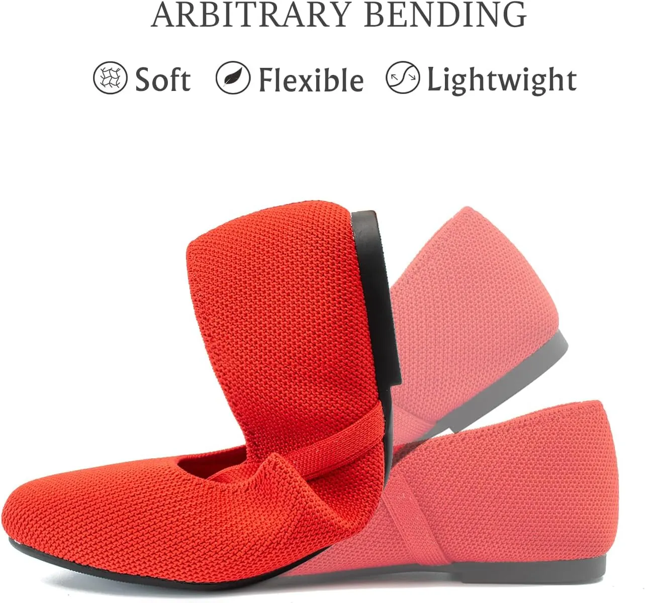 Knit Flats for Women Square Toe Flats Casual Ballet Flats with Ankle Strap,Mary Jane Shoes Women Comfortable for Dressy Office