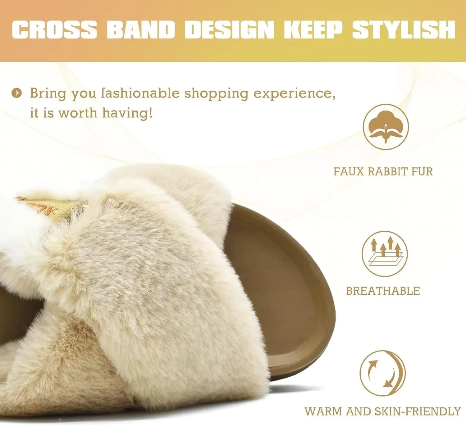 KuaiLu Womens Fuzzy Criss Cross Band Platform Slippers Arch Support Furry Faux Fur Ladies Open Toe Cozy Soft Plush Fleece Comfy House Shoes Sandals