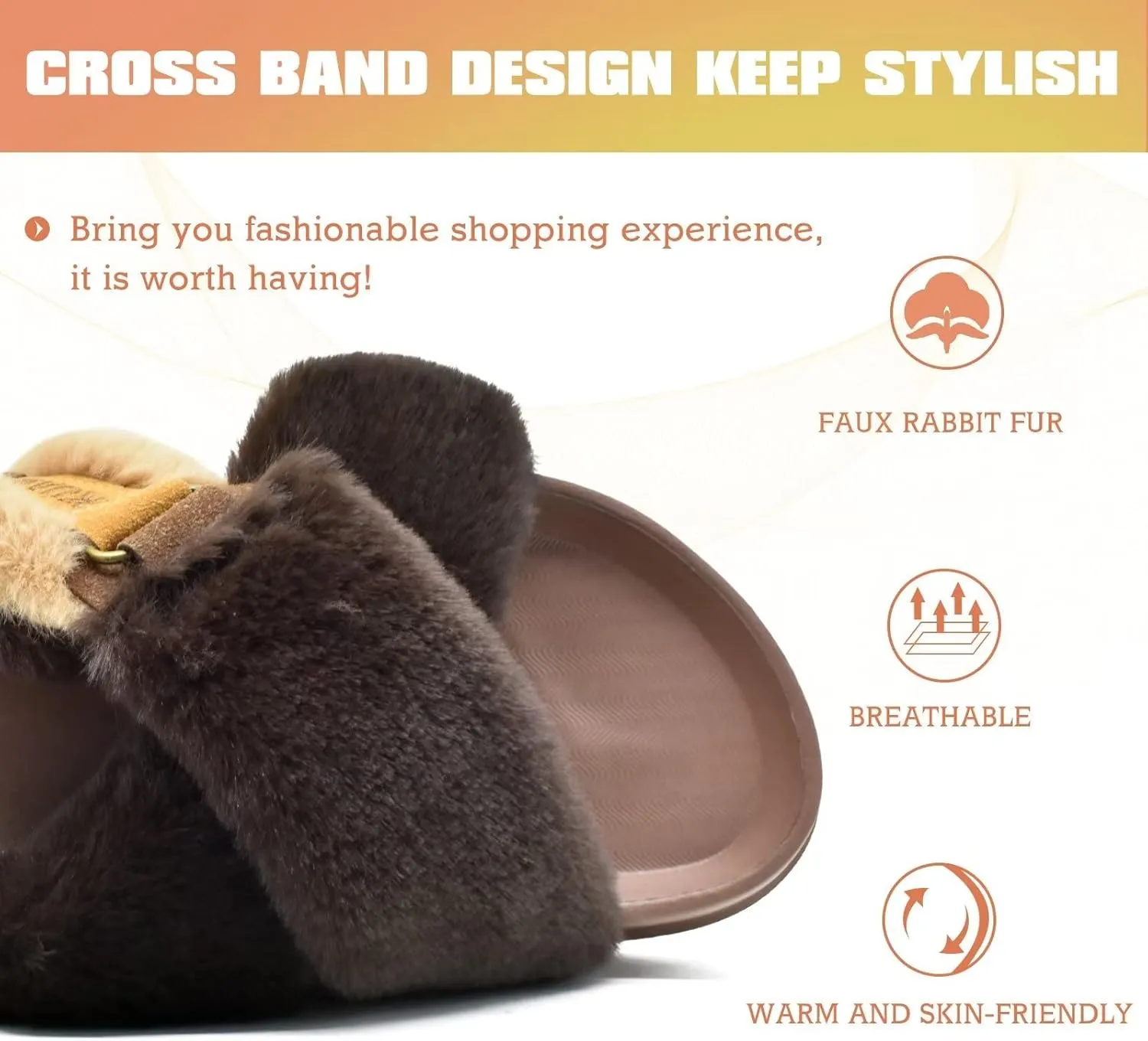 KuaiLu Womens Fuzzy Criss Cross Band Platform Slippers Arch Support Furry Faux Fur Ladies Open Toe Cozy Soft Plush Fleece Comfy House Shoes Sandals