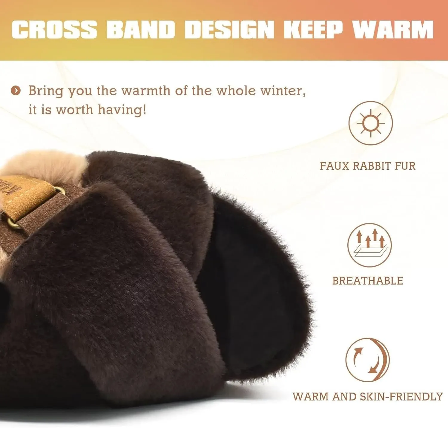 KuaiLu Womens Fuzzy Criss Cross Band Platform Slippers Arch Support Furry Faux Fur Ladies Open Toe Cozy Soft Plush Fleece Comfy House Shoes Sandals