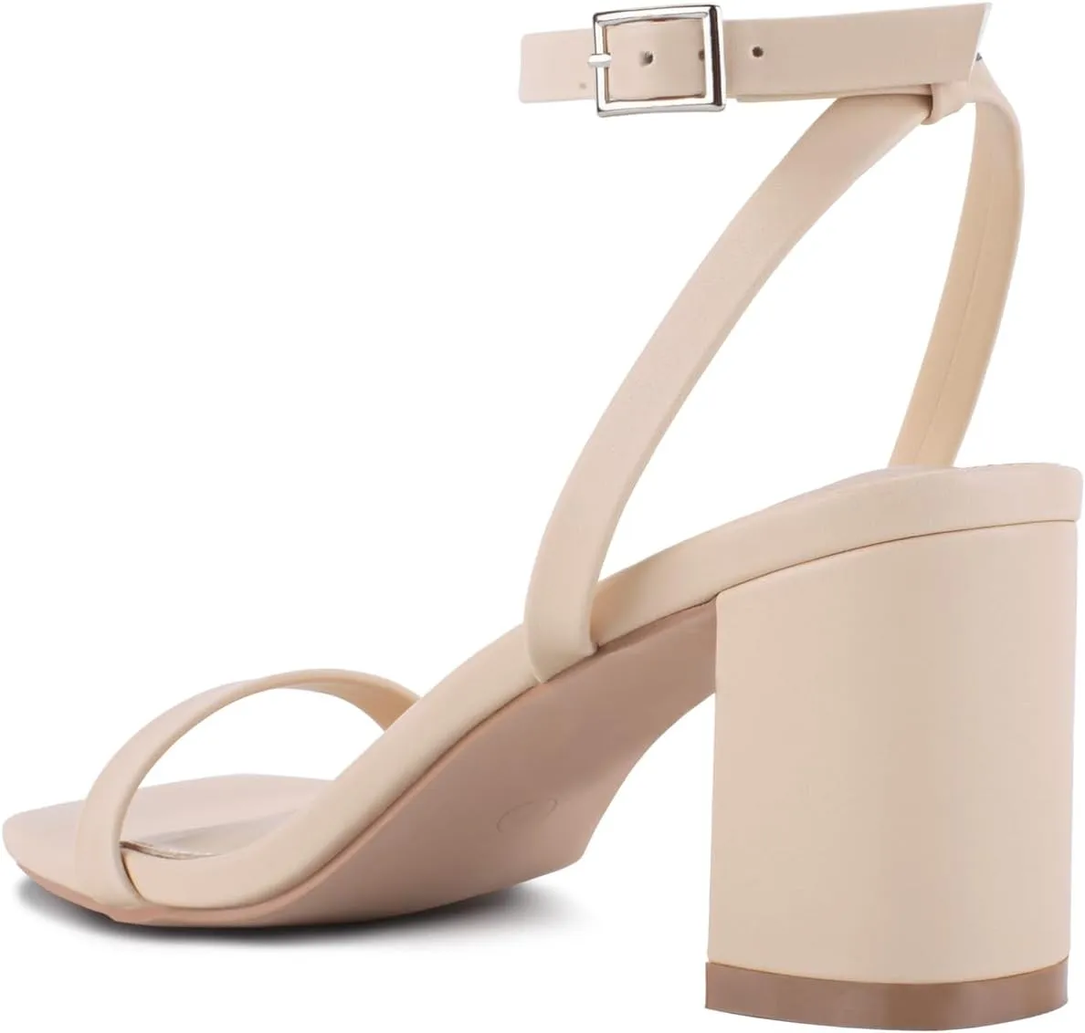 LACUONE Strappy Heels for women Block Chunky Heels Ankle Buckle Square Toe Heeled Sandals