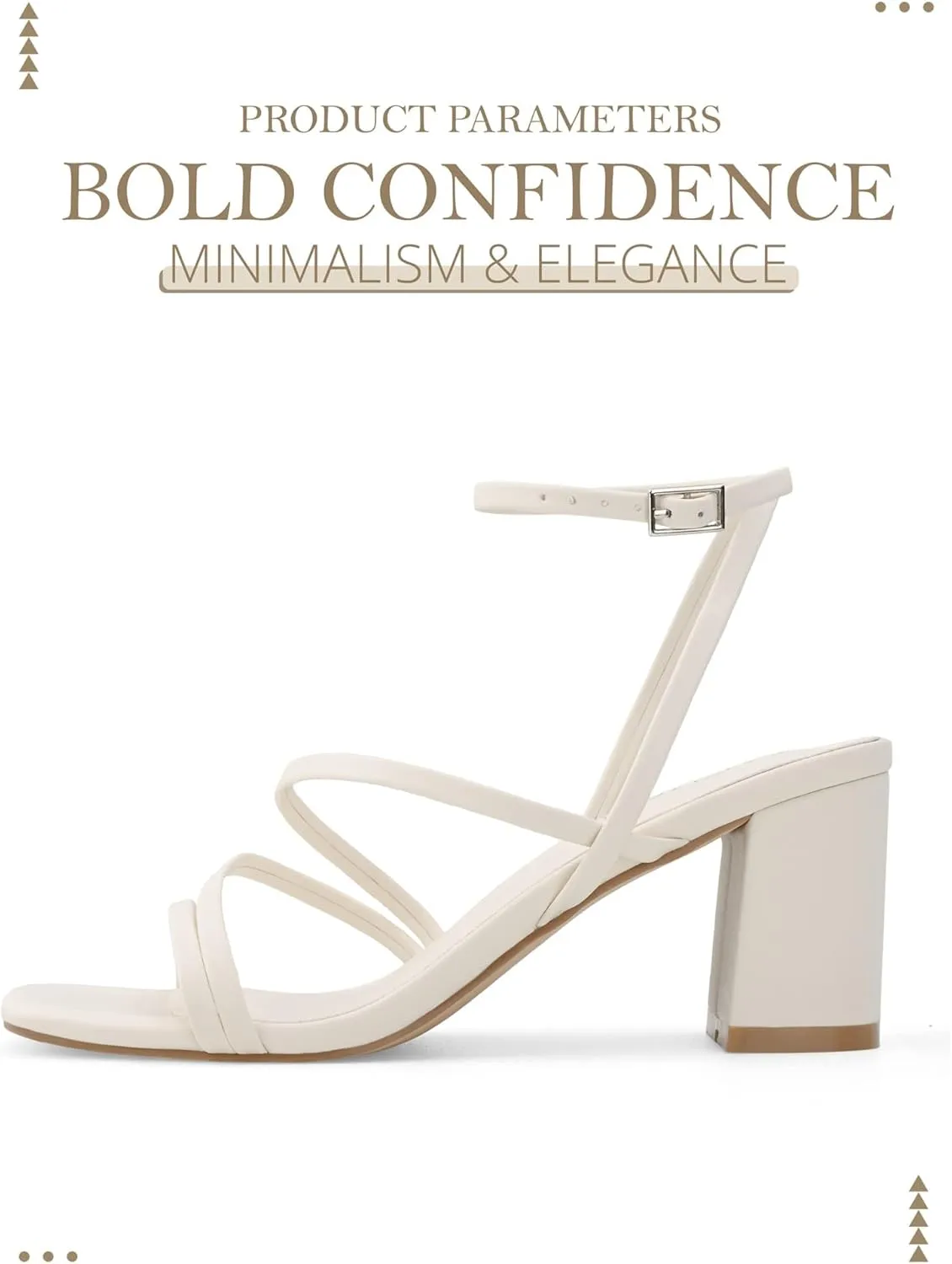 LACUONE Strappy Heels for women Block Heels Square Toe Chunky Ankle Buckle Pump Heeled Sandals