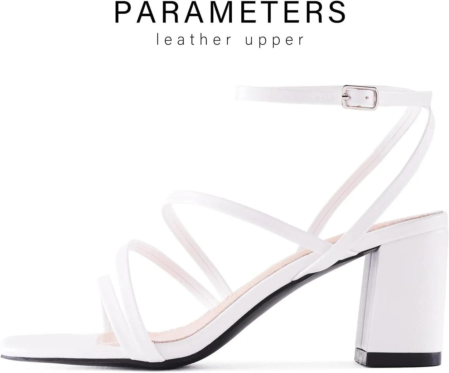 LACUONE Strappy Heels for women Block Heels Square Toe Chunky Ankle Buckle Pump Heeled Sandals