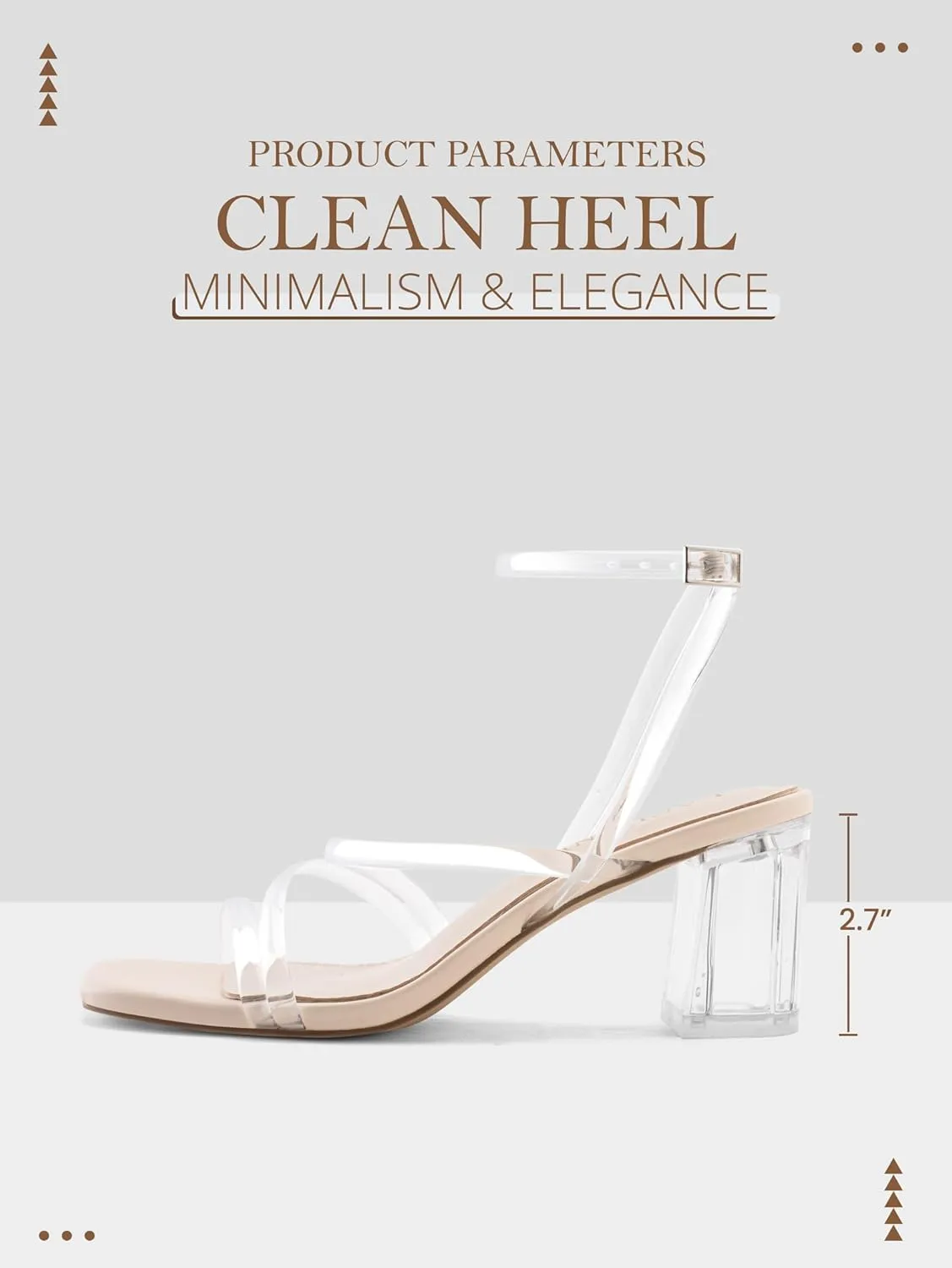 LACUONE Strappy Heels for women Block Heels Square Toe Chunky Ankle Buckle Pump Heeled Sandals
