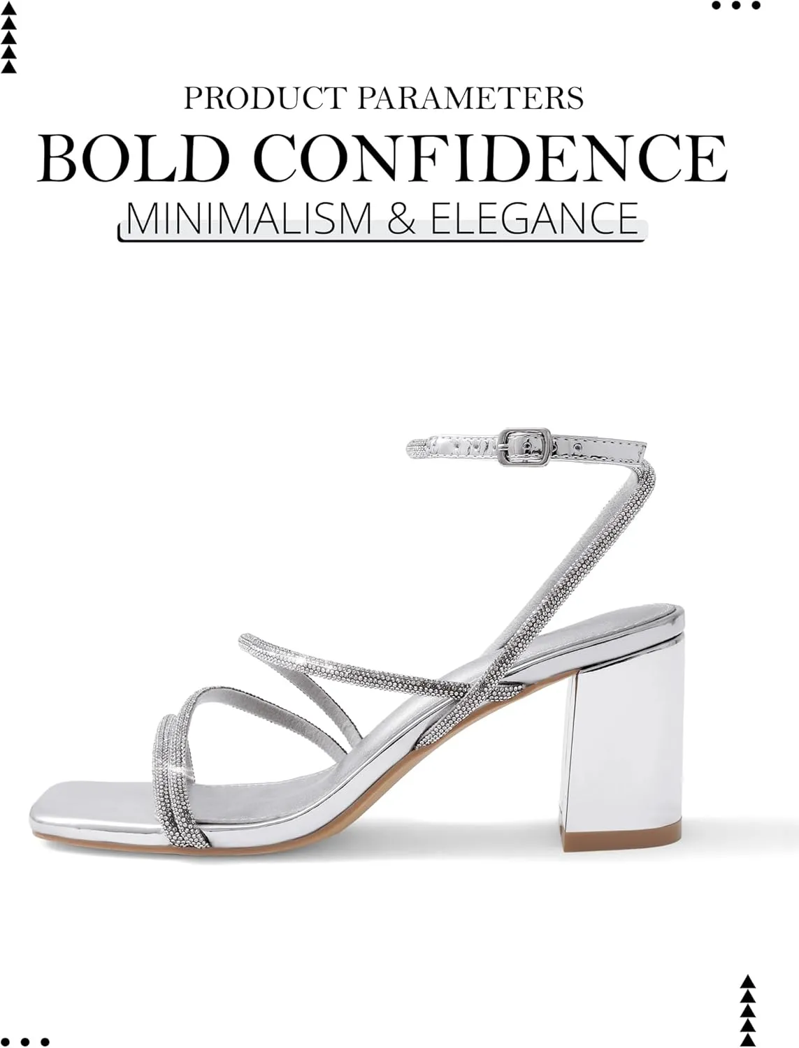 LACUONE Strappy Heels for women Block Heels Square Toe Chunky Ankle Buckle Pump Heeled Sandals