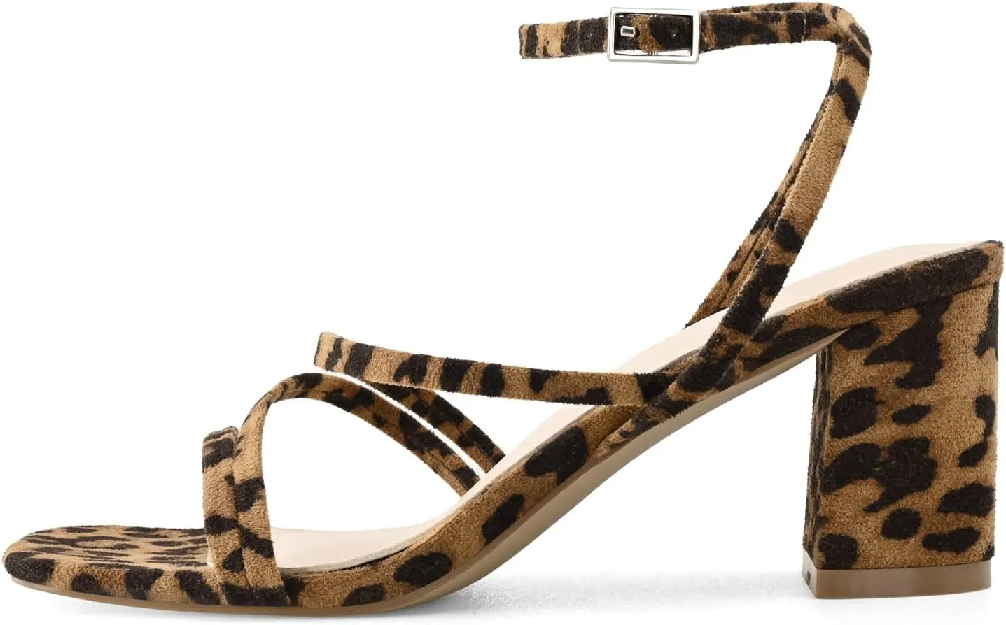LACUONE Strappy Heels for women Block Heels Square Toe Chunky Ankle Buckle Pump Heeled Sandals