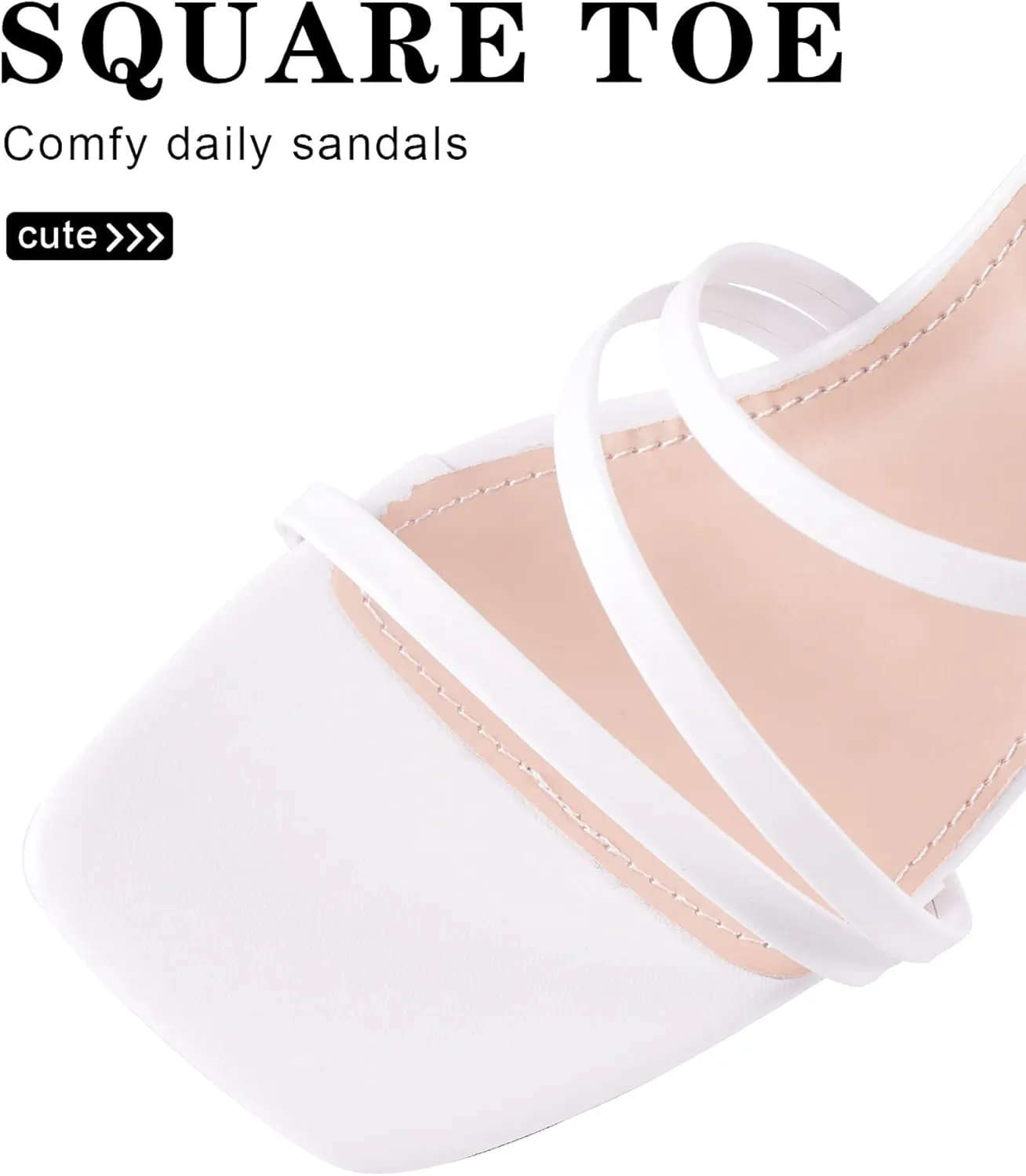 LACUONE Strappy Heels for women Block Heels Square Toe Chunky Ankle Buckle Pump Heeled Sandals