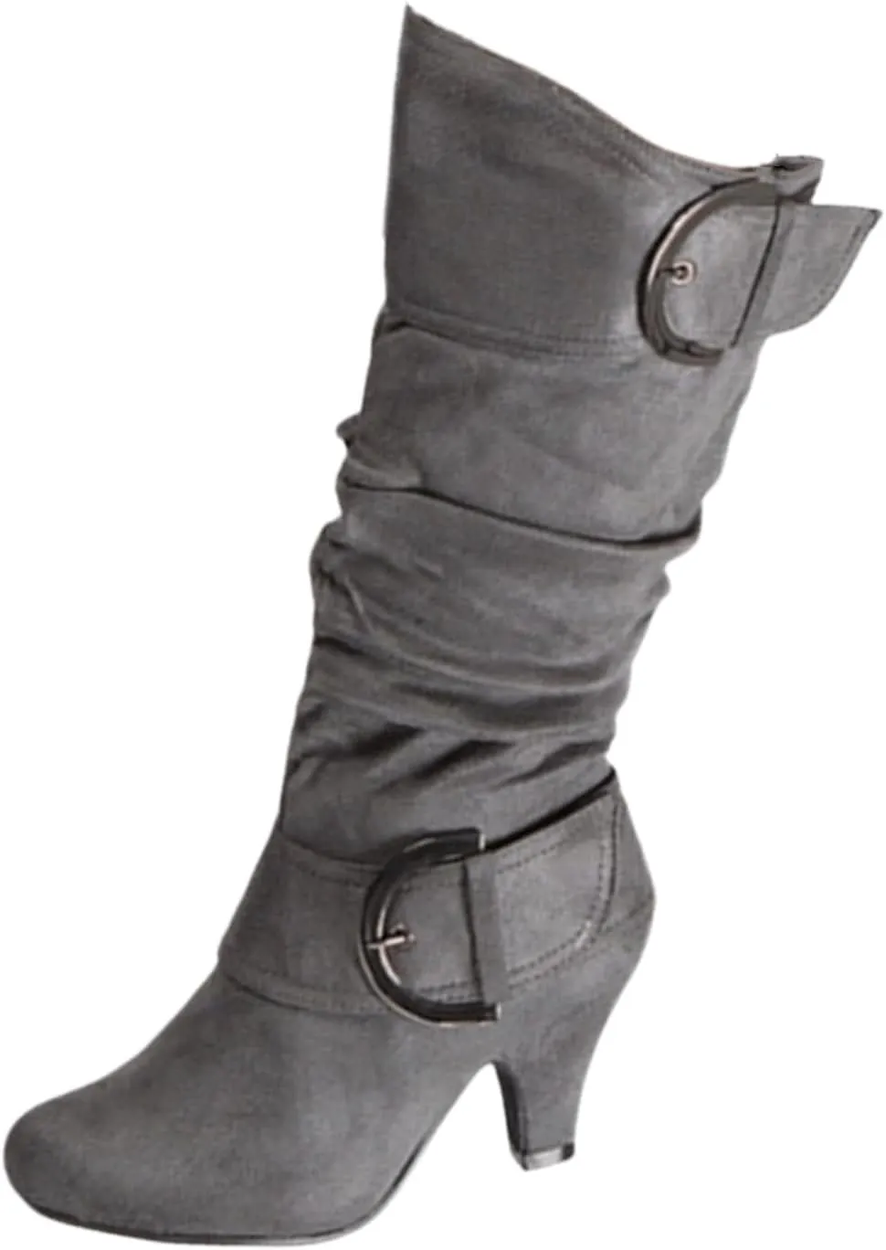 Ladmiple Fall Boots Women Knee High Wide Calf Slouchy Cowboy Cowgirl Boots with Side Zipper Cone Heel Retro Western Boot