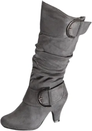Ladmiple Fall Boots Women Knee High Wide Calf Slouchy Cowboy Cowgirl Boots with Side Zipper Cone Heel Retro Western Boot