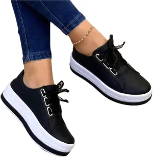 Ladmiple Shoes For Women Sneakers Slip Ons Lace ups Casual Leather Walking Shoes Summer Fashion Platform Flats Loafers